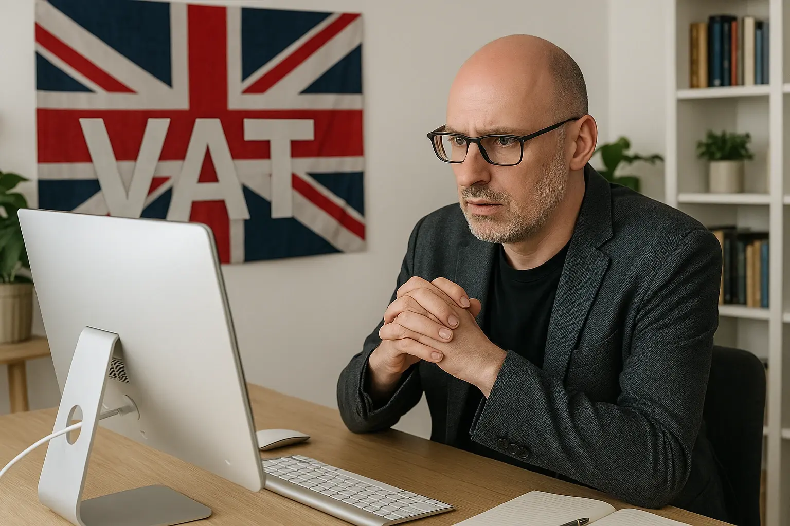 Man looking confused at laptop