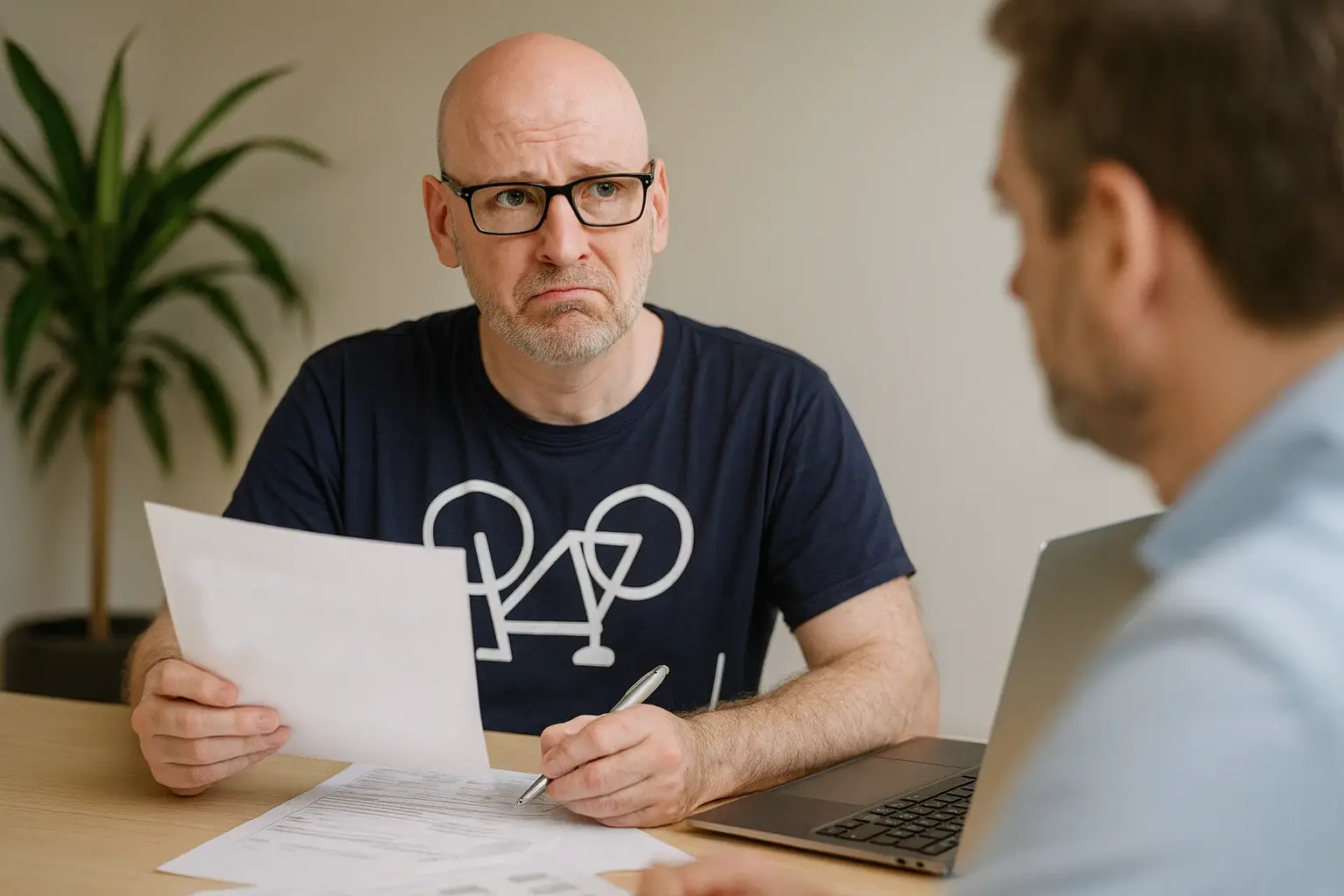 Client looking unhappy at bill