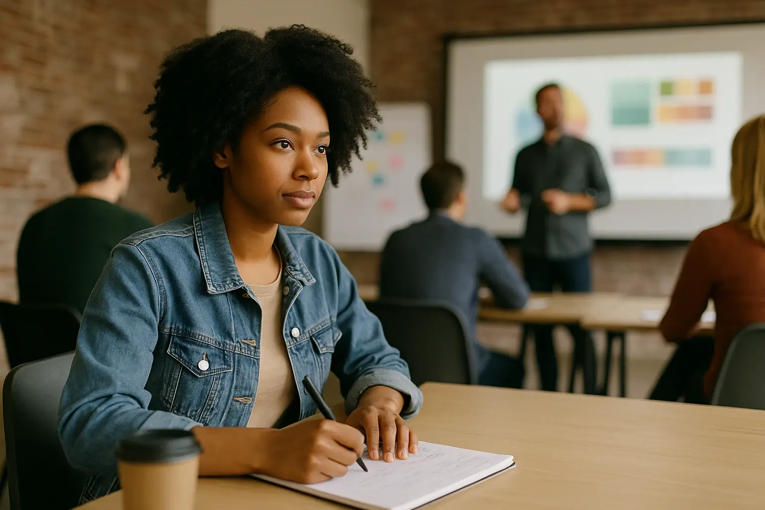 Woman attending training course