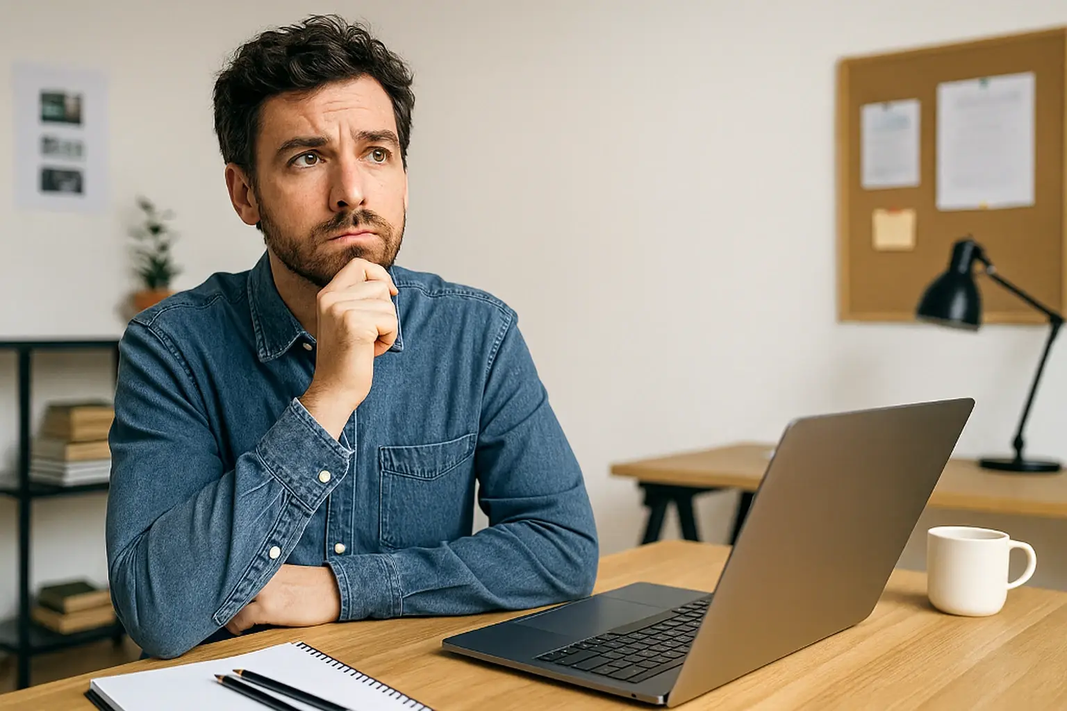 Man at desk thinking