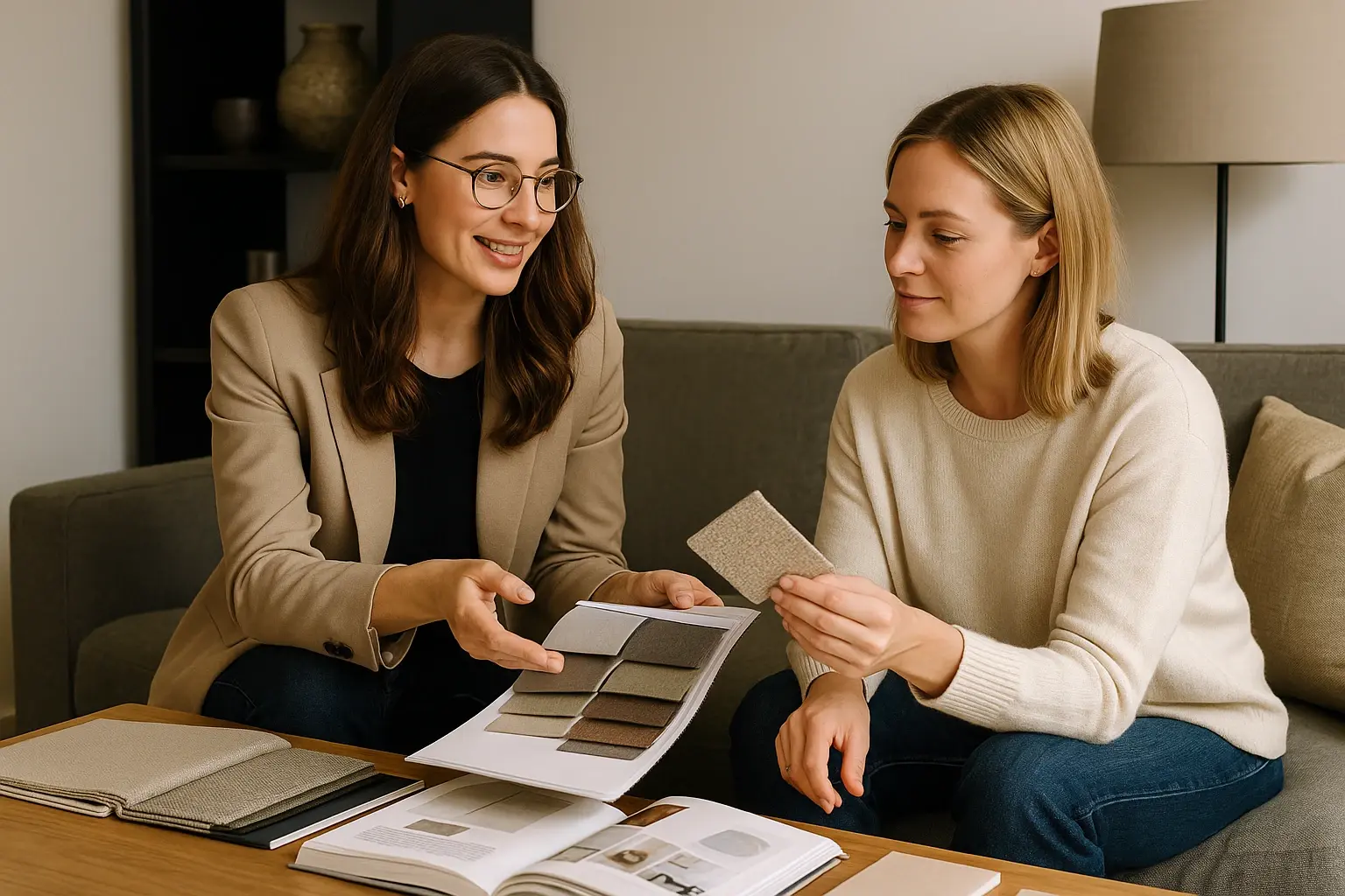 Interior designer sat with a client