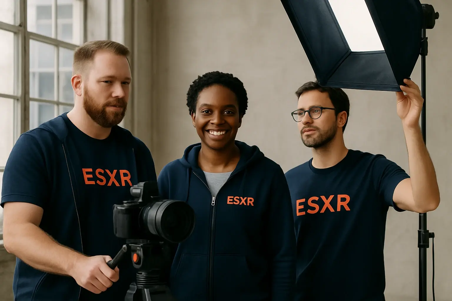 Creative team in branded uniform
