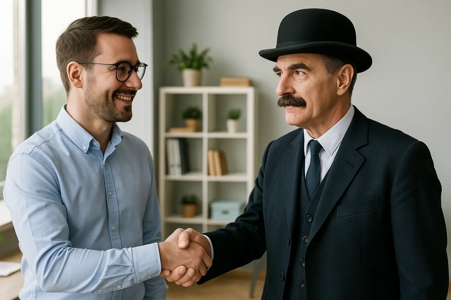 Accountant shaking hands with a tax inspector
