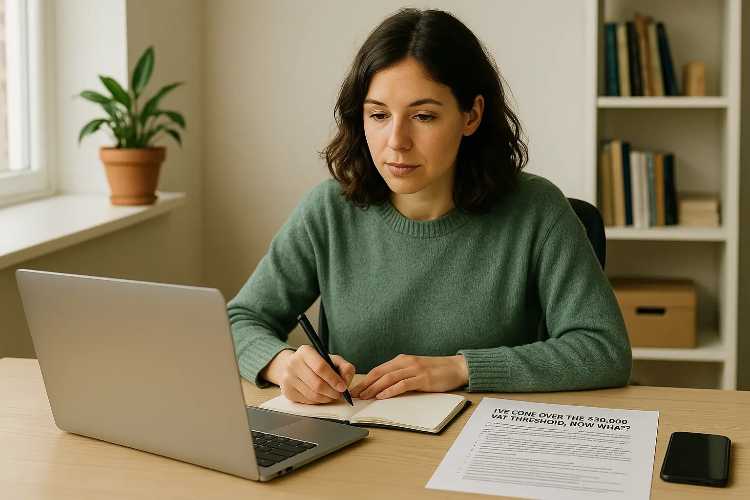 Creative business owner working on laptop